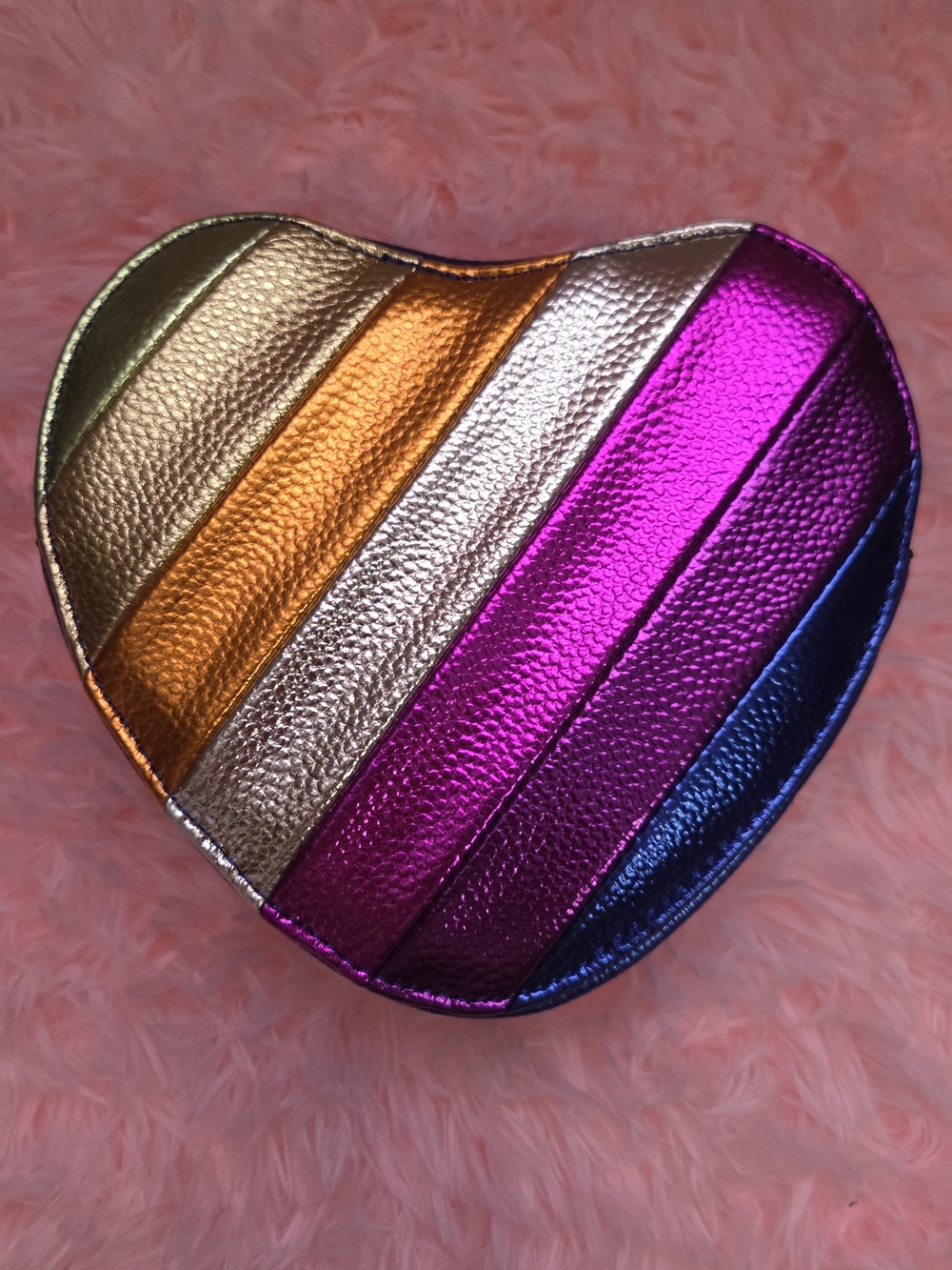 Metallic Rainbow Heart Crossbody Bag - Multicolor